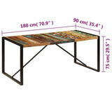 Dining Table 180x90x75 cm Solid Reclaimed Wood - Rear View