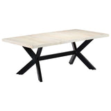 Dining Table White 200x100x75 cm Solid Mango Wood - Extra Image