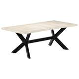 Dining Table White 200x100x75 cm Solid Mango Wood - Low Angle