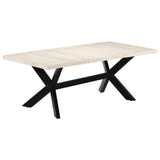 Dining Table White 200x100x75 cm Solid Mango Wood - Extra Image