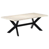 Dining Table White 200x100x75 cm Solid Mango Wood - Extra Image
