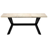 Dining Table White 180x90x75 cm Solid Mango Wood - Front View