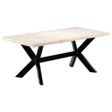 Dining Table White 180x90x75 cm Solid Mango Wood - Rear View