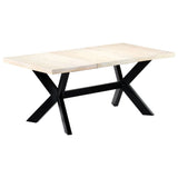 Dining Table White 180x90x75 cm Solid Mango Wood - Close-Up Angle