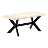 Dining Table White 180x90x75 cm Solid Mango Wood - Low Angle