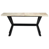 Dining Table White 160x80x75 cm Solid Mango Wood - Front View