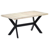 Dining Table White 160x80x75 cm Solid Mango Wood - Extra Image