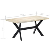 Dining Table White 160x80x75 cm Solid Mango Wood - Close-Up Angle