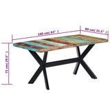 Dining Table 160x80x75 Cm Solid Reclaimed Wood
