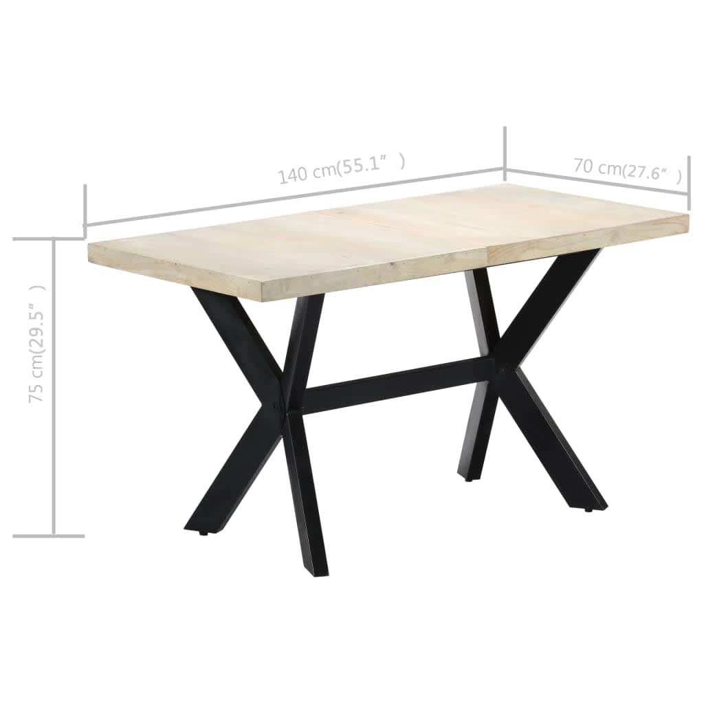 Dining Table 140x70x75 Cm Solid Bleached Mango Wood
