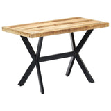 Dining Table 120x60x75 cm Solid Rough Mango Wood - Close-Up Angle