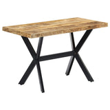 Dining Table 120x60x75 cm Solid Rough Mango Wood - Low Angle