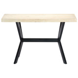 Dining Table White 120x60x75 cm Solid Mango Wood - Front View