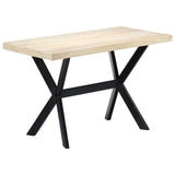 Dining Table White 120x60x75 cm Solid Mango Wood - Extra Image