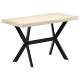 Dining Table White 120x60x75 cm Solid Mango Wood - Low Angle