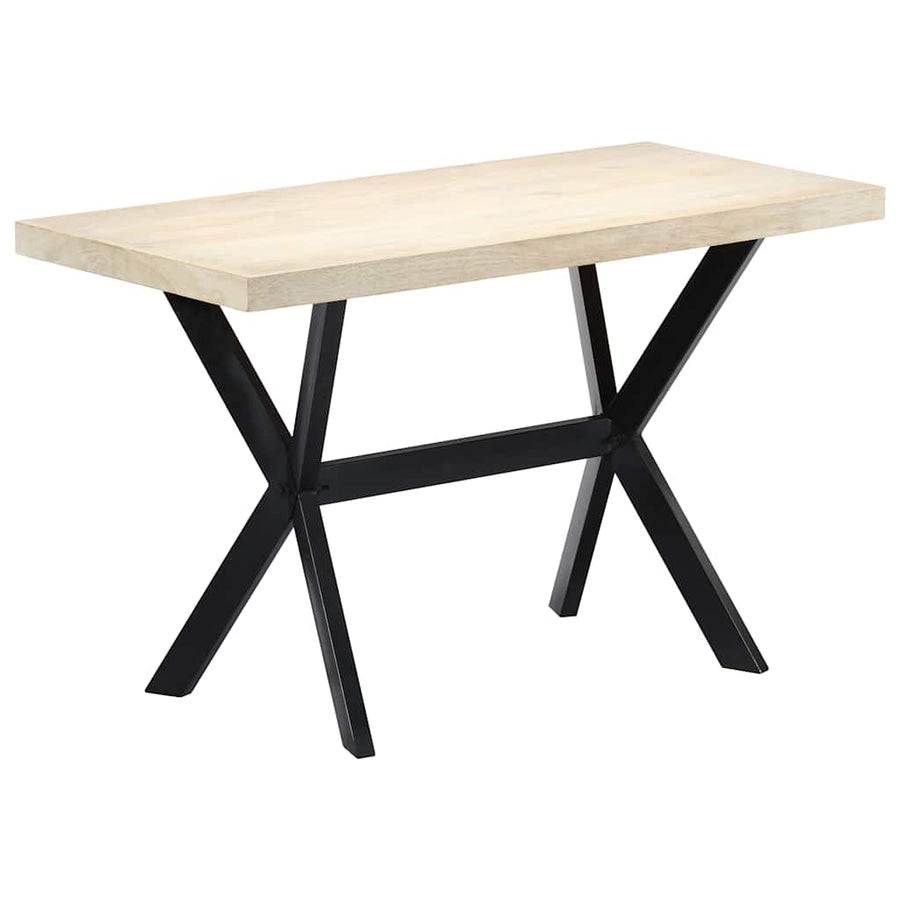Dining Table White 120x60x75 cm Solid Mango Wood