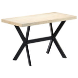 Dining Table White 120x60x75 cm Solid Mango Wood - Extra Image