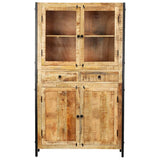 Highboard 100x40x175 cm Solid Mango Wood - Front View