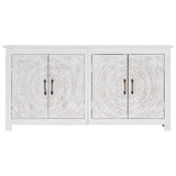 Sideboard Handmade White 140x30x70 cm Solid Acacia Wood - Front View