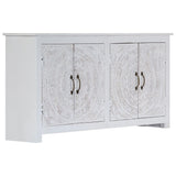 Sideboard Handmade White 140x30x70 cm Solid Acacia Wood - Side View