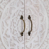 Sideboard Handmade White 140x30x70 cm Solid Acacia Wood - Rear View