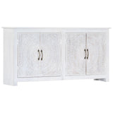 Sideboard Handmade White 140x30x70 cm Solid Acacia Wood