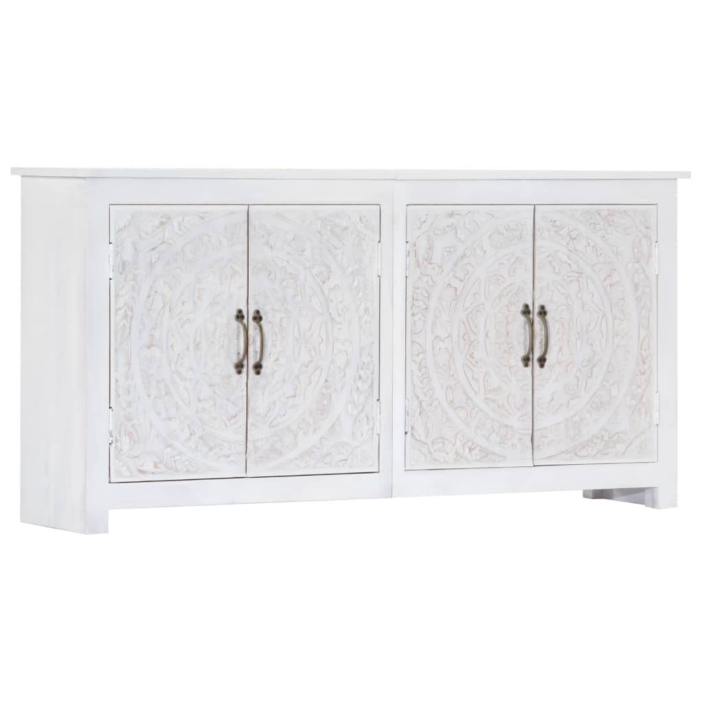 Sideboard Handmade White 140x30x70 cm Solid Acacia Wood