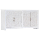 Sideboard Handmade White 140x30x70 cm Solid Acacia Wood - Extra Image