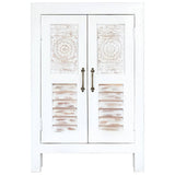 Carved Sideboard White 60x30x89 cm Solid Mango Wood