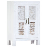 Carved Sideboard White 60x30x89 cm Solid Mango Wood - Extra Image