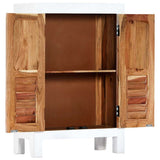 Carved Sideboard White 60x30x89 cm Solid Mango Wood - Top-Down View