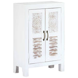 Carved Sideboard White 60x30x89 cm Solid Mango Wood
