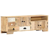 TV Cabinet 120x30x40 cm Solid Mango Wood - Close-Up Angle
