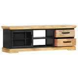 TV Cabinet Black 120x30x40 cm Solid Mango Wood - Top-Down View
