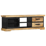 TV Cabinet Black 120x30x40 cm Solid Mango Wood - Extra Image