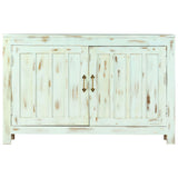 Sideboard Light Blue 110x35x70 cm Solid Mango Wood - Front View
