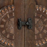 Sideboard with Carved Design 110x35x70 cm Solid Mango Wood - Rear View