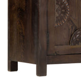 Sideboard with Carved Design 110x35x70 cm Solid Mango Wood - Close-Up Angle