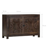Sideboard with Carved Design 110x35x70 cm Solid Mango Wood - Low Angle