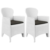 Garden Chairs 2 pcs with Cushion White Plastic Rattan Look