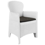 Garden Chairs 2 pcs with Cushion White Plastic Rattan Look