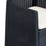 Garden Chairs 2 pcs with Cushion Anthracite Plastic Rattan Look - Rear View