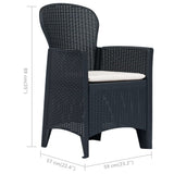 Garden Chairs 2 pcs with Cushion Anthracite Plastic Rattan Look