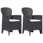 Garden Chair 2 pcs with Cushion Brown Plastic Rattan Look
