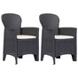 Garden Chair 2 pcs with Cushion Brown Plastic Rattan Look