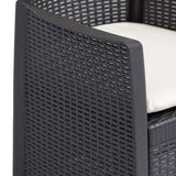 Garden Chair 2 pcs with Cushion Brown Plastic Rattan Look - Rear View