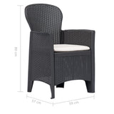 Garden Chair 2 pcs with Cushion Brown Plastic Rattan Look - Close-Up Angle