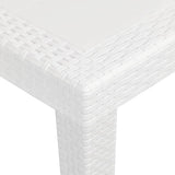 Garden Table White 79x79x72 cm Plastic Rattan Look - Side View