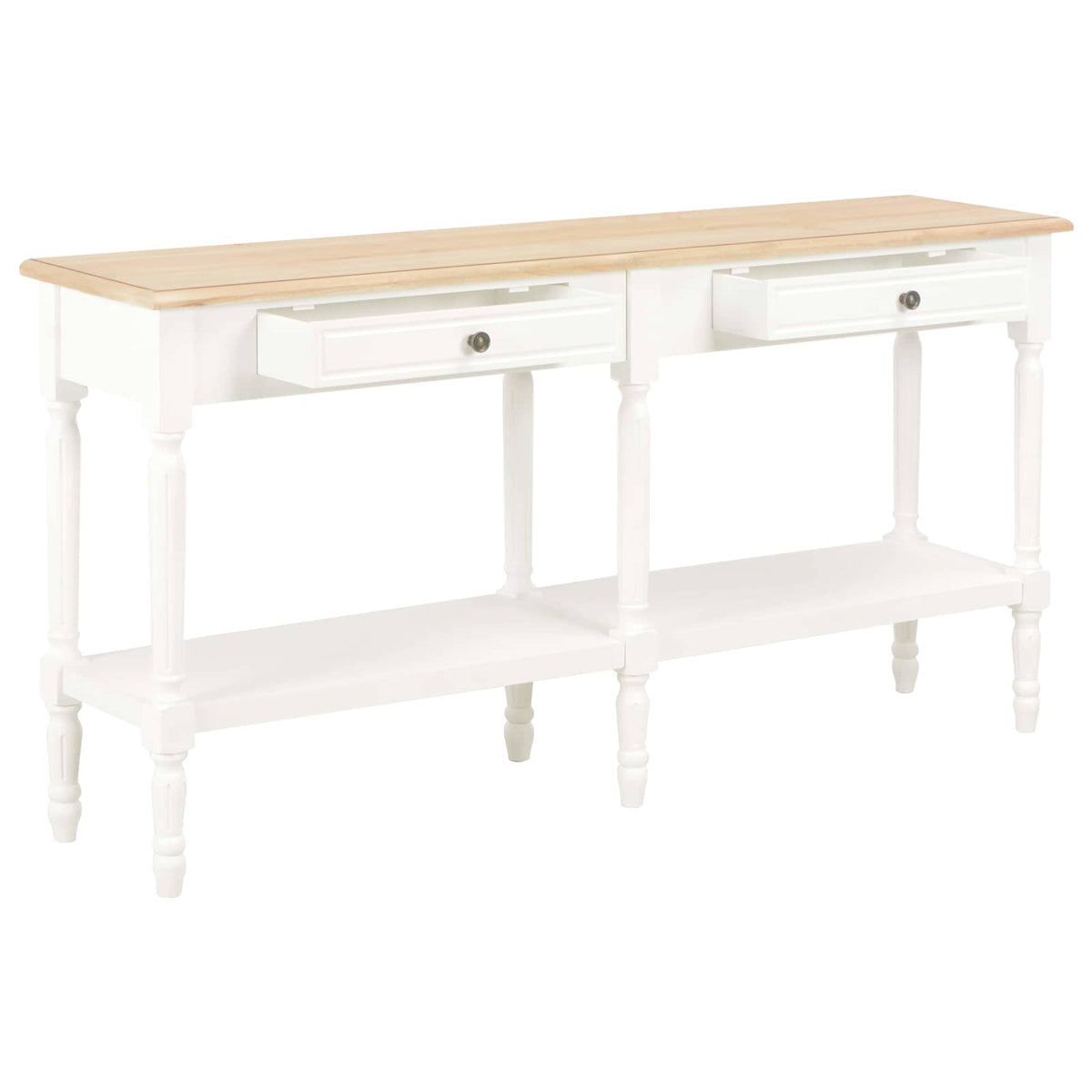 Table with Drawer White Wood