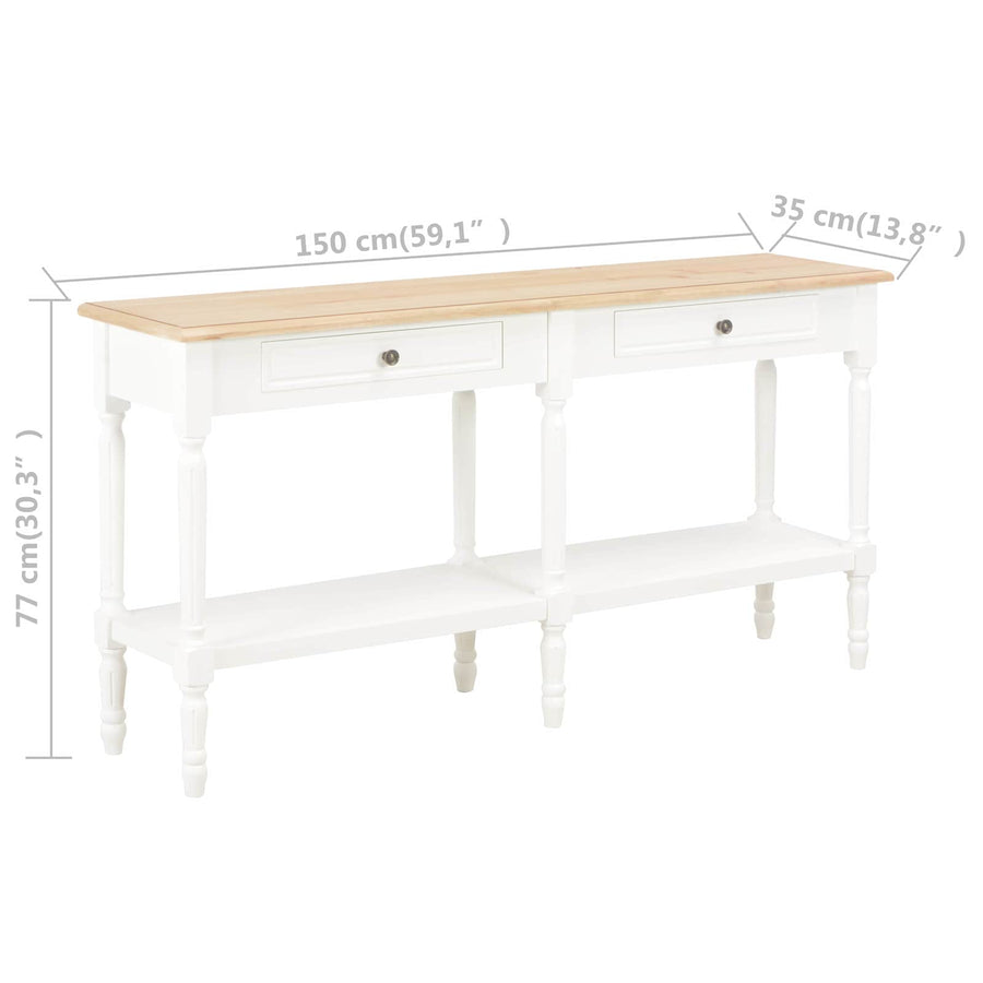 Table with Drawer White Wood
